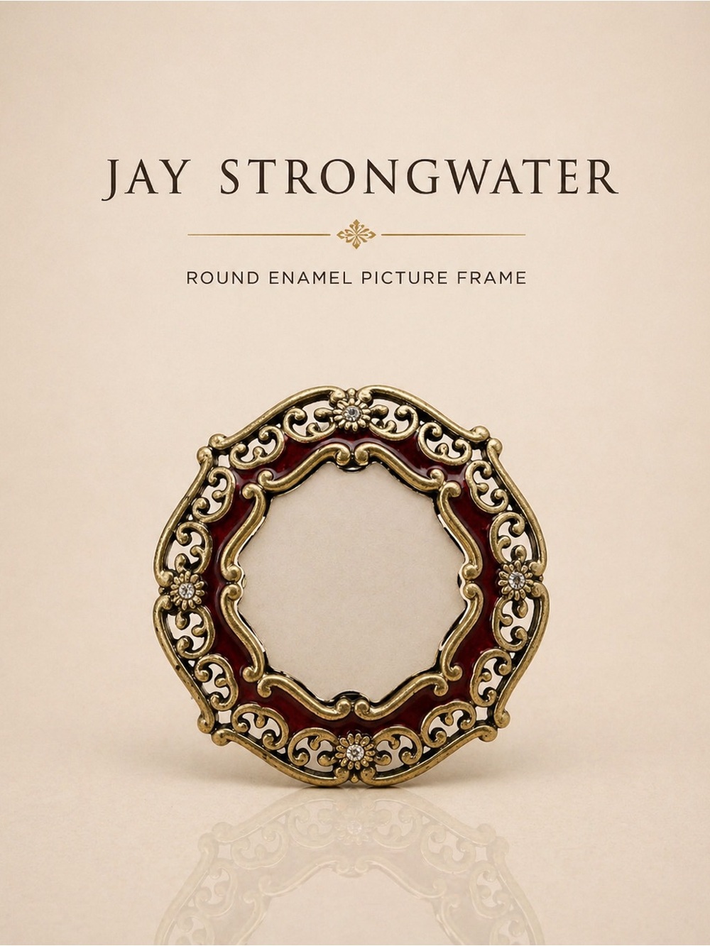 Jay Strongwater Mini Enamel Frame Burgundy Filigree Rhinestone Easel Clip